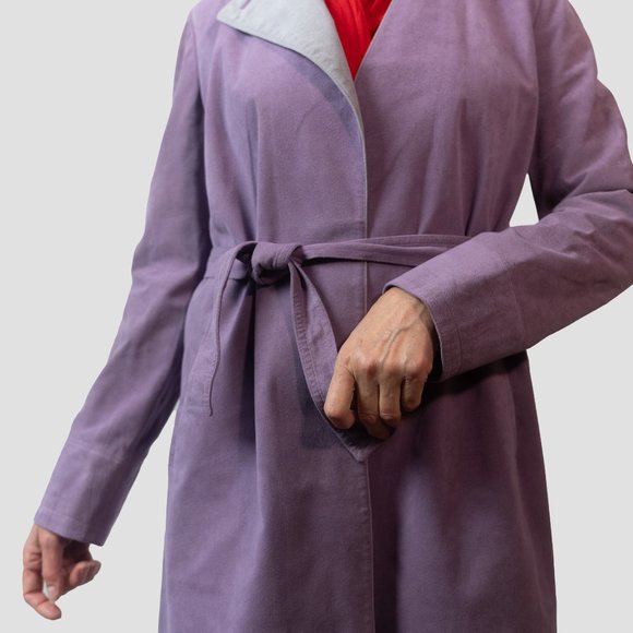 Vintage trench coat vegan suede by Montroy - Picture 2 of 15